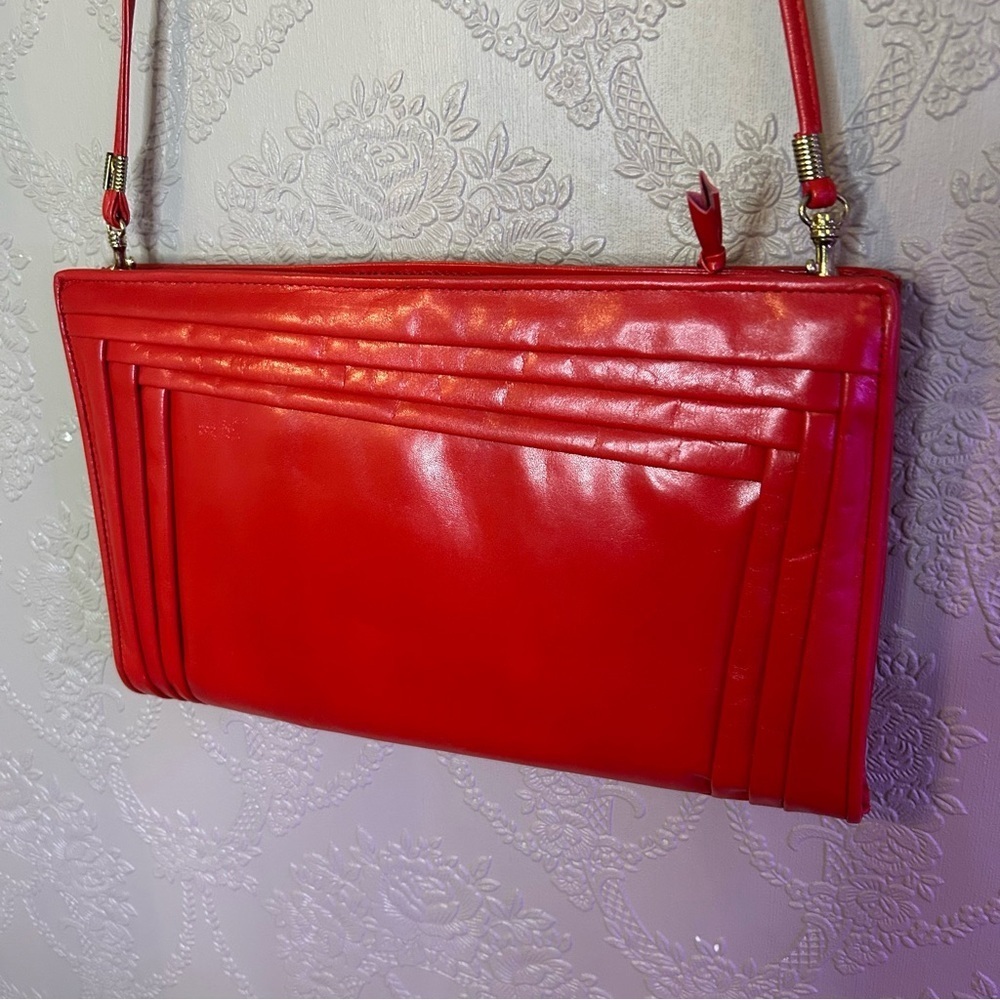 Elegant Red Women's Shoulder Bag Vintage Phillippe red clutch - Picture 2 of 6